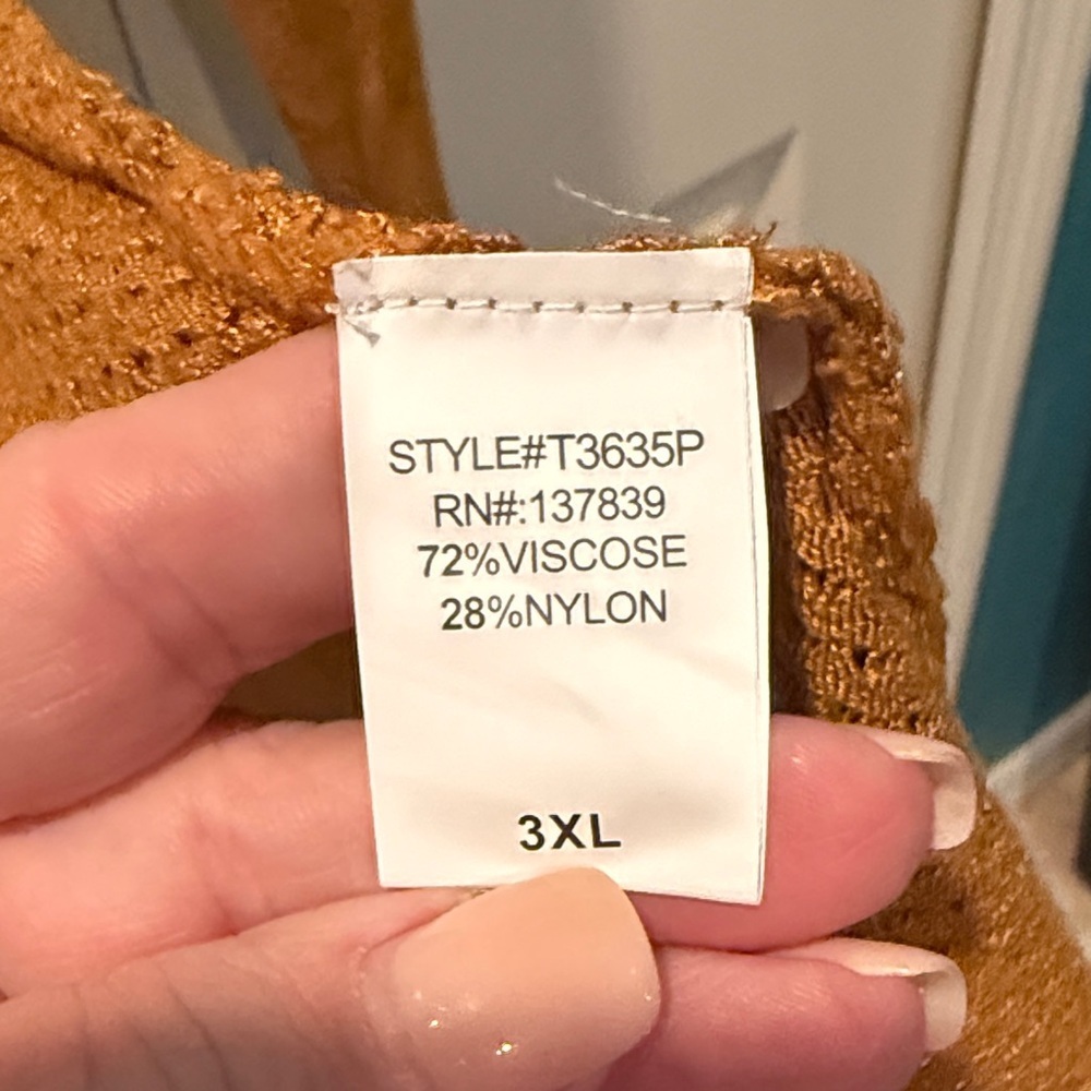 # Debut 3X Women's Mustard Open Front Cardigan - Picture 3 of 8